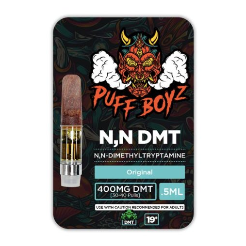 Original Puff Boyz DMT cart 400mg vape cartridge in a 0.5ml tank