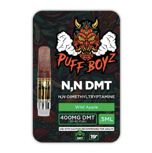 Wild Apple Puff Boyz DMT 400mg vape cartridge in a 0.5ml tank