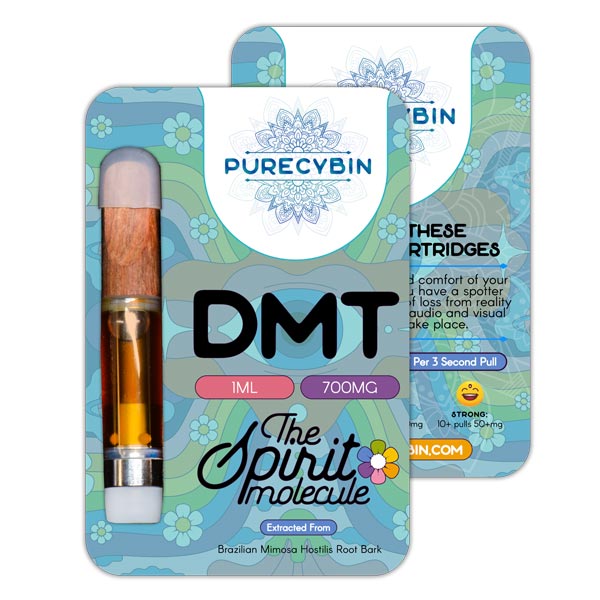 Purecybin DMT cart 1ml vape cartridge holding 700mg of N,N-DMT